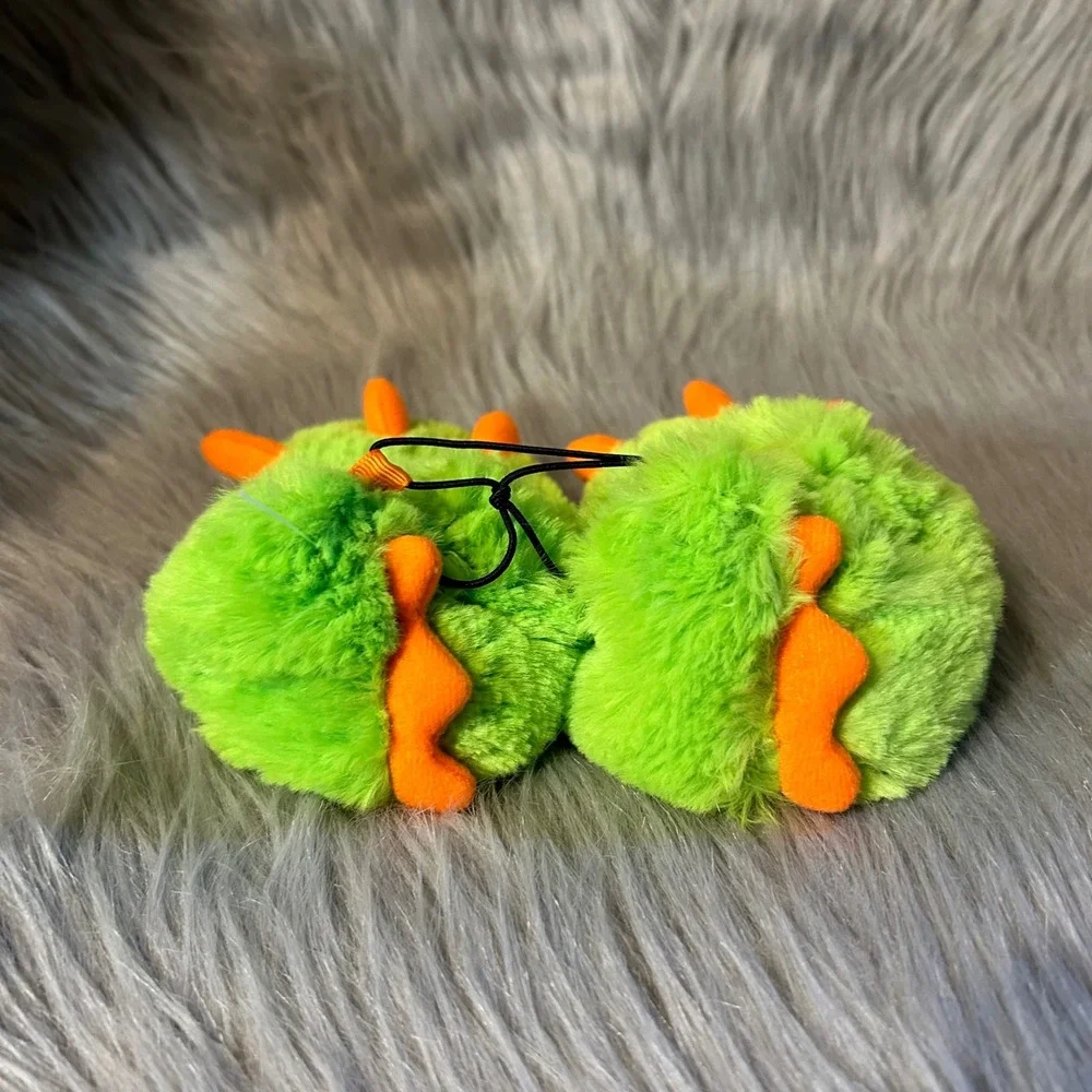 Wonder Nation Monster Claw‎ Feet Slippers Baby Boys Size 3 Green Fluffy Shoes